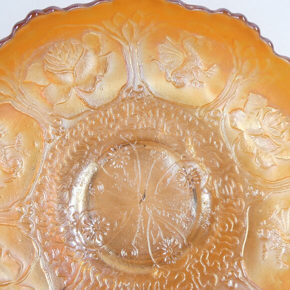Fenton Dragon & Lotus Marigold Carnival Glass 8" Ice Cream Bowl Ruffled Edge Vtg - Picture 5 of 7
